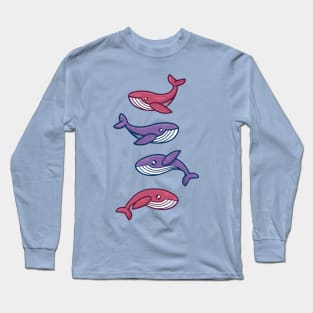 happy whale family design Long Sleeve T-Shirt